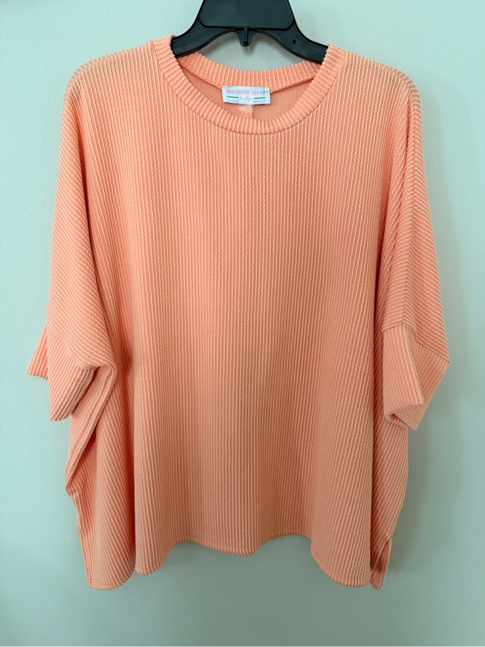 Discount Divas Azucar Peach Ribbed Top | Dolman Sleeves | Boutique
